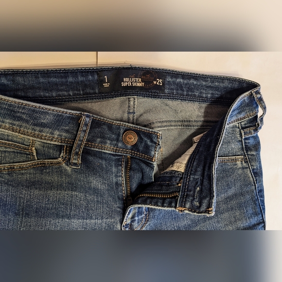Hollister Girls Juniors Dark Wash Denim Super Skinny Mid Rise Jeans. Sz 1, W 25" - Picture 7 of 10